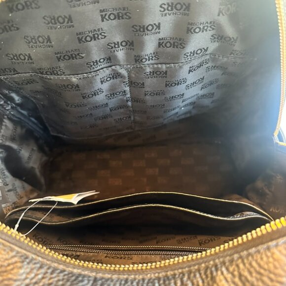 Michael Kors Large Backpack, Black Pebble Leather w/ gold accent main image 4